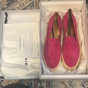 NWB Robert Clergerie Fuchsia Suede Goatskin Leather Loafers- size 37.5/7